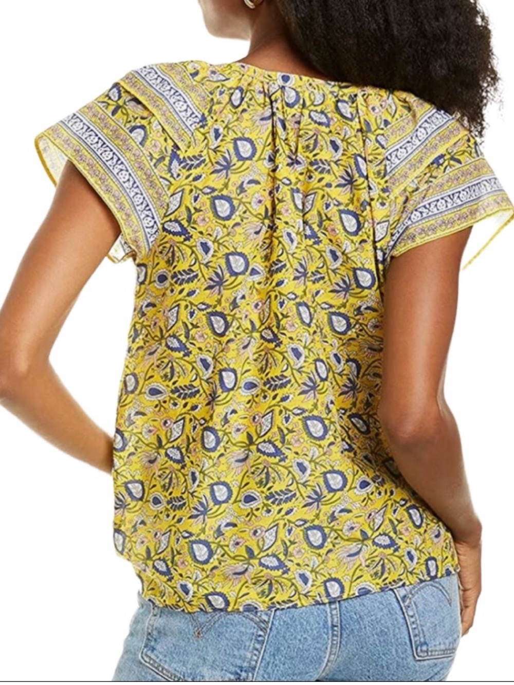 Jennifer & Grace Boho Yellow Floral Paisley Top - Picture 2 of 7